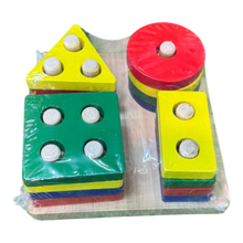 Educational Wooden 4-Column Geometric Shape Sorter Board