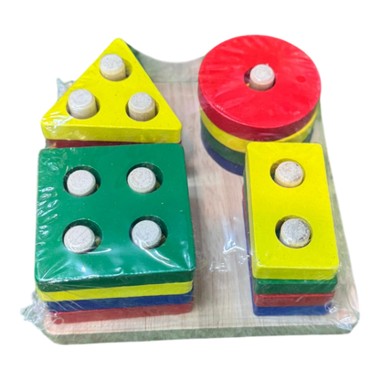 Educational Wooden 4-Column Geometric Shape Sorter Board