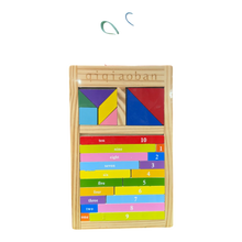 Educational Wooden Qigiaoban Tangram and Number Sorting Board
