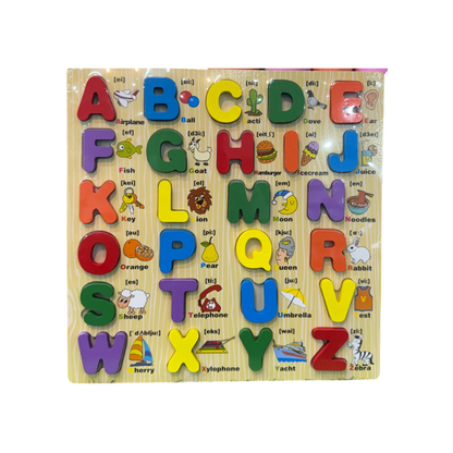 Educational Wooden A-Z Alphabet Capital Letters Puzzle Board