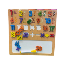 Educational Wooden 3-in-1 Numbers Puzzle and Whiteboard Learning Board