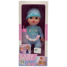 Musical Baby Boy Doll with Feeding Bottle (Blue Romper Edition)