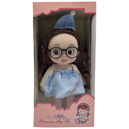 Princess Luo Xi Cute Doll with Glasses (Blue Gingham Dress Edition)