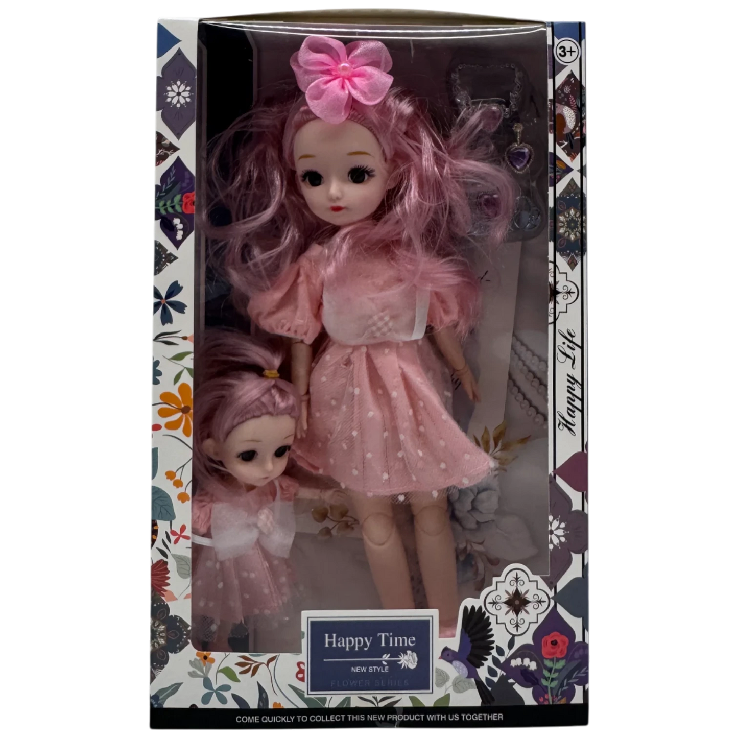 Happy Time Flower Series Fashion Doll Set (Mother & Daughter Pink Edition)