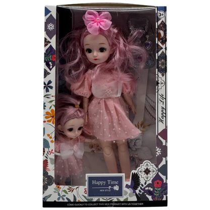 Happy Time Flower Series Fashion Doll Set (Mother & Daughter Pink Edition)