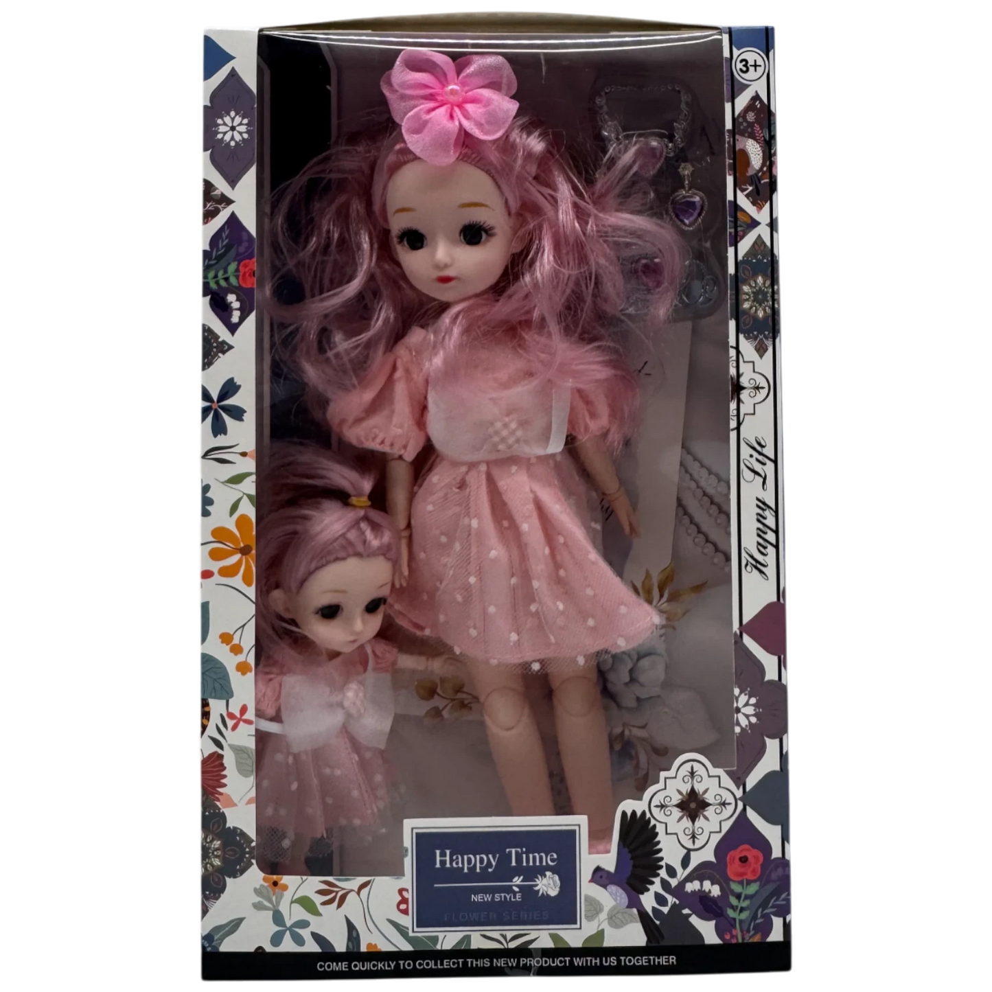 Happy Time Flower Series Fashion Doll Set (Mother & Daughter Pink Edition)