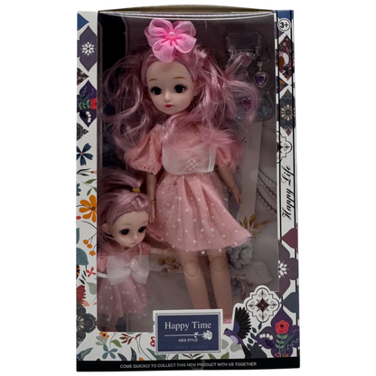 Happy Time Flower Series Fashion Doll Set (Mother & Daughter Pink Edition)