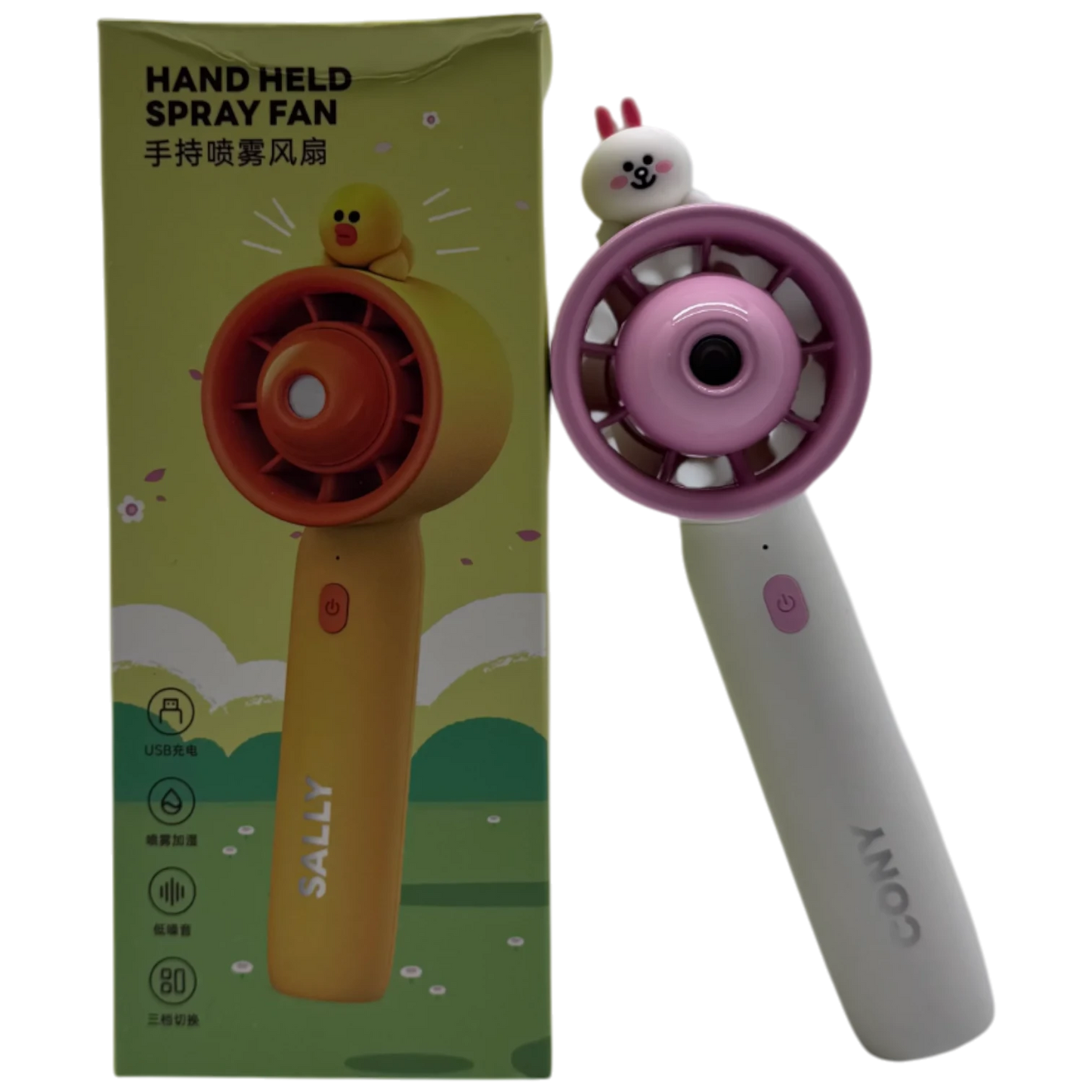 Cute Character Handheld Rechargeable Water Spray Fan