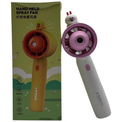 Cute Character Handheld Rechargeable Water Spray Fan