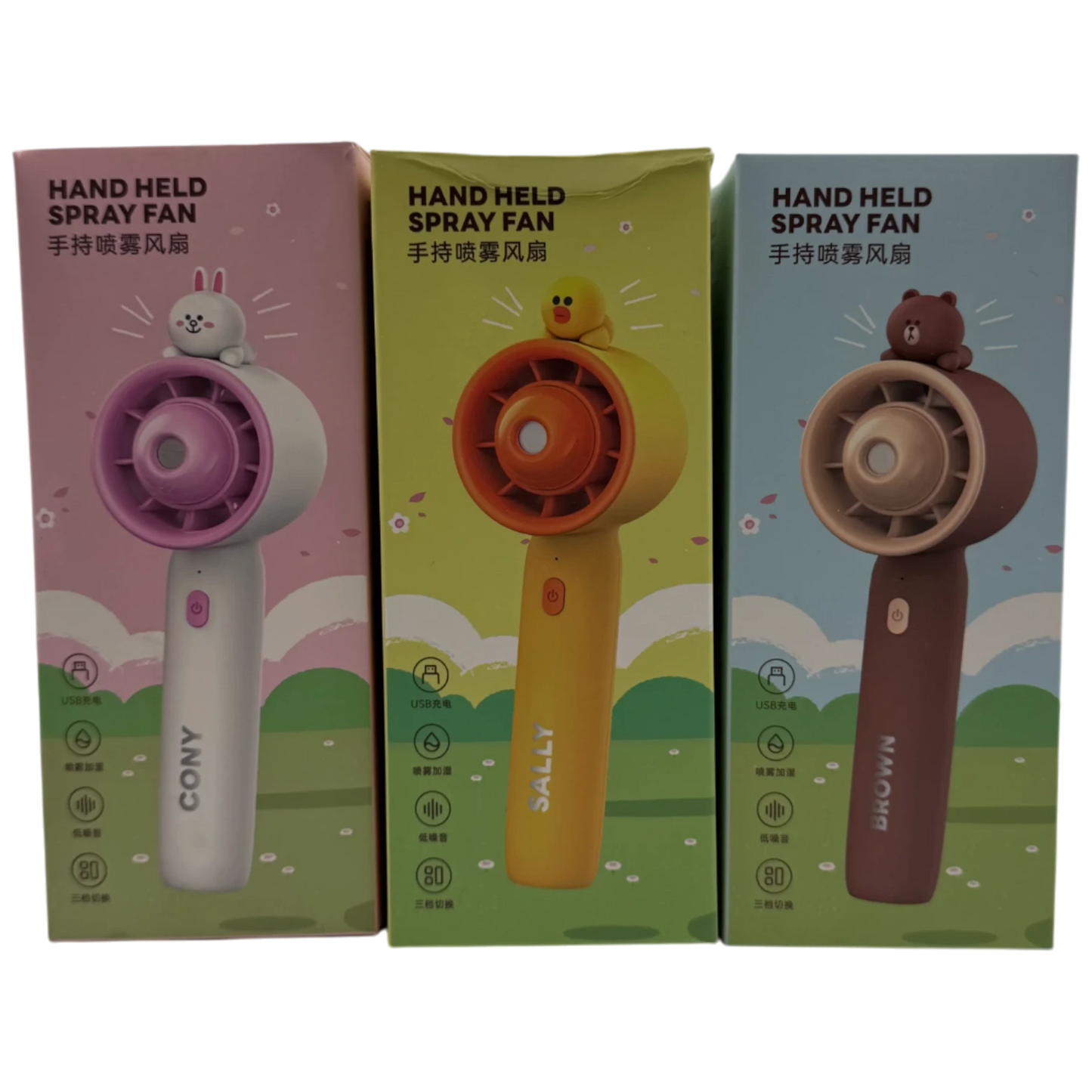 Cute Character Handheld Rechargeable Water Spray Fan