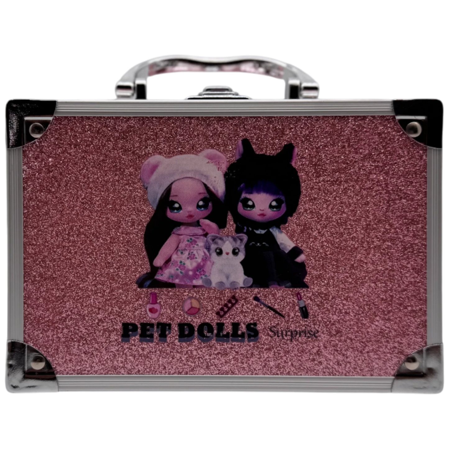 Pet Dolls Surprise Glitter Vanity Makeup Case for Kids (Small Edition)