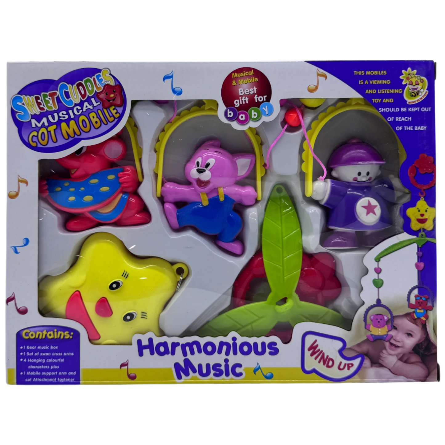 Sweet Cuddles Musical Cot Mobile with Harmonious Wind-Up Music
