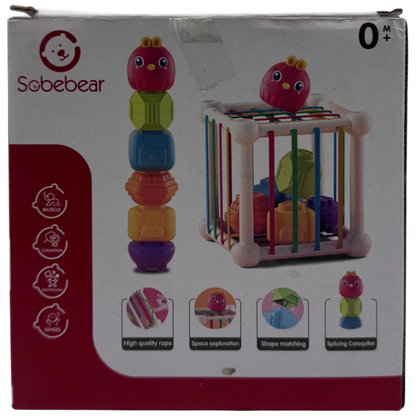 Sobebear Shape Sorting Sensory Bin Cube & Splicing Caterpillar Toy