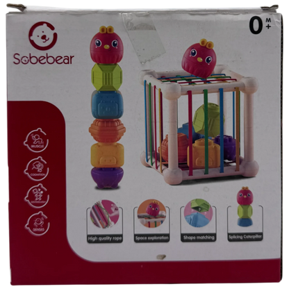 Sobebear Shape Sorting Sensory Bin Cube & Splicing Caterpillar Toy