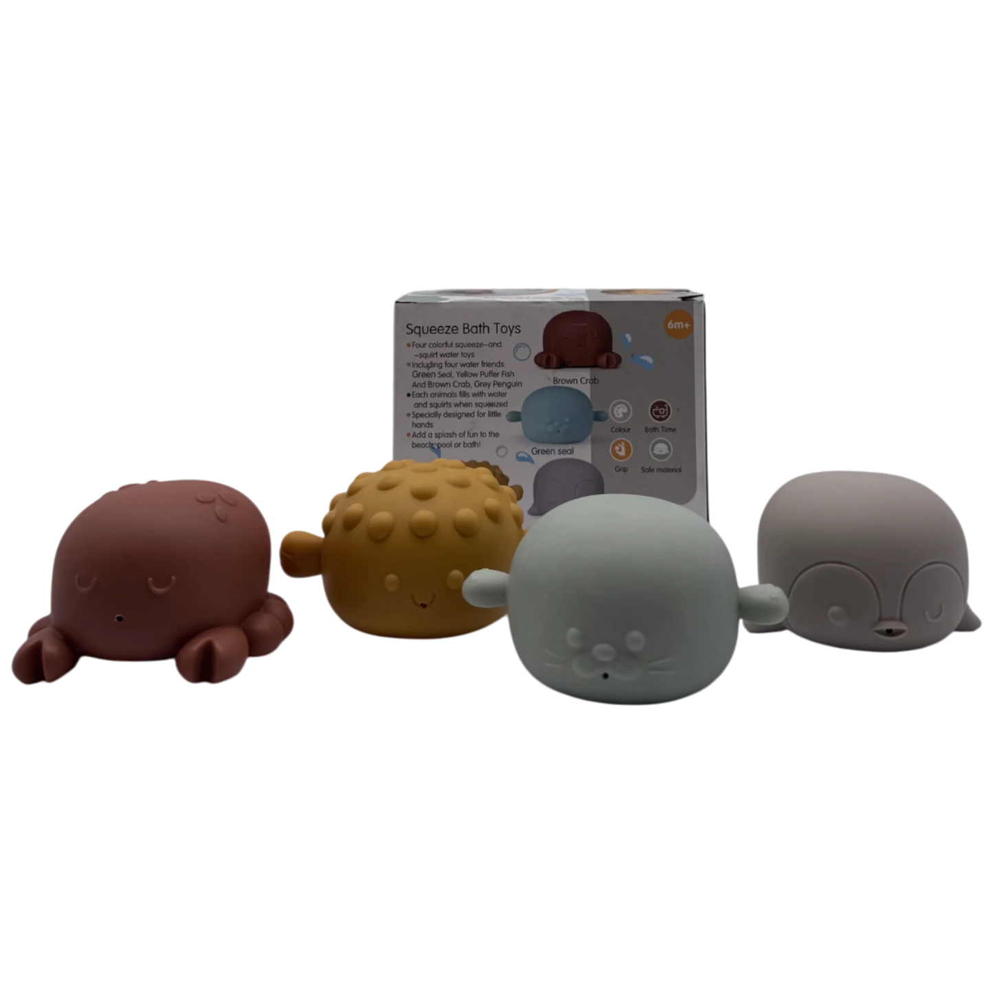 Squeeze & Squirt Water Friends Animal Bath Toys Set (4 Pieces)