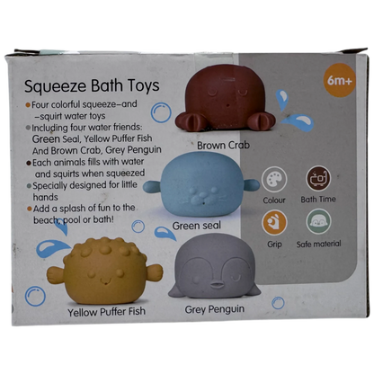 Squeeze & Squirt Water Friends Animal Bath Toys Set (4 Pieces)