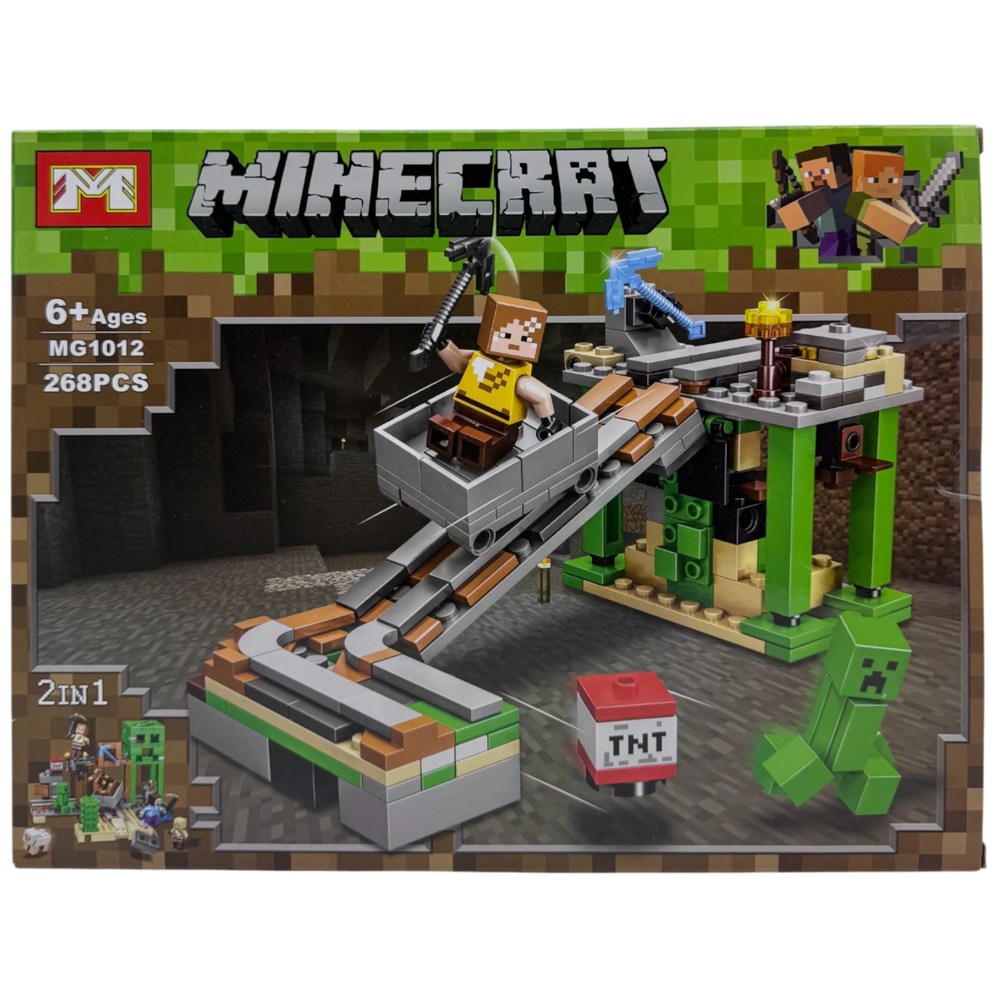 MG1012 Minecraft Cave Minecart 2-in-1 Building Blocks Set (268 Pieces)