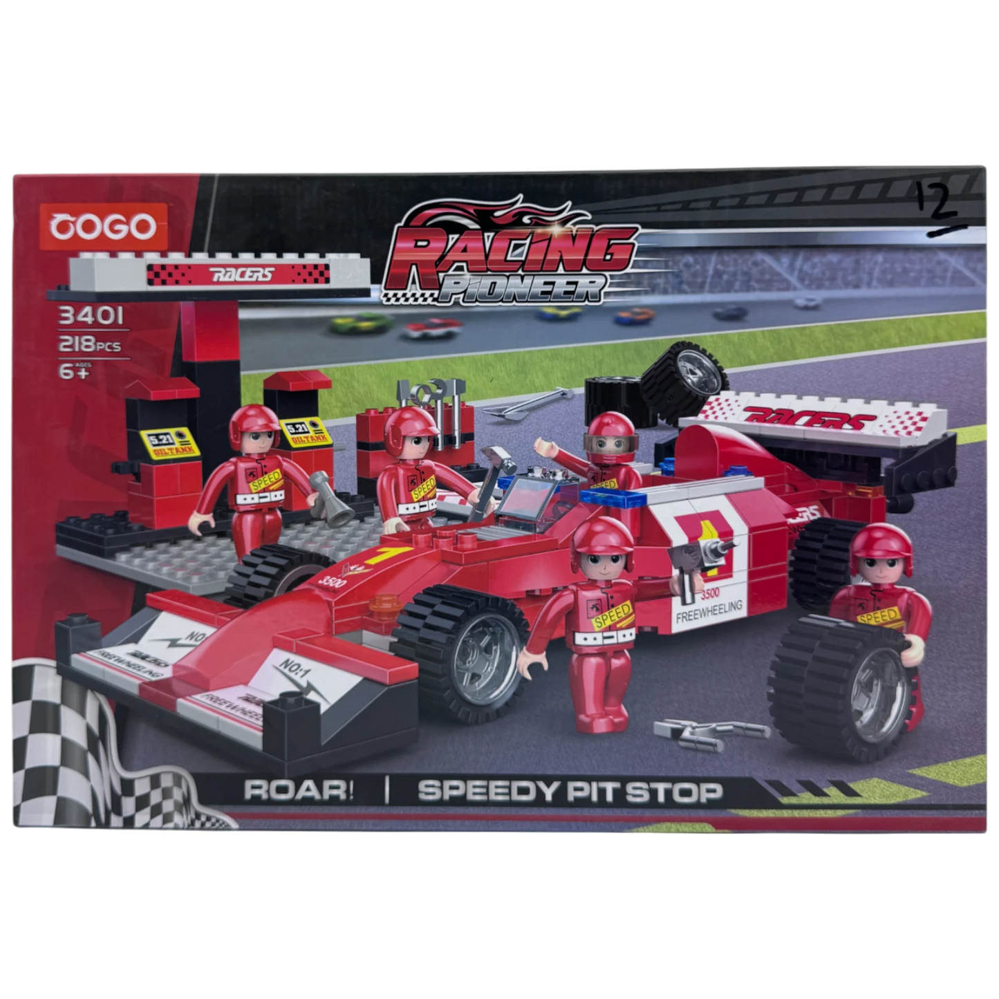 COGO Racing Pioneer Speedy Pit Stop Building Blocks Set (218 Pieces)