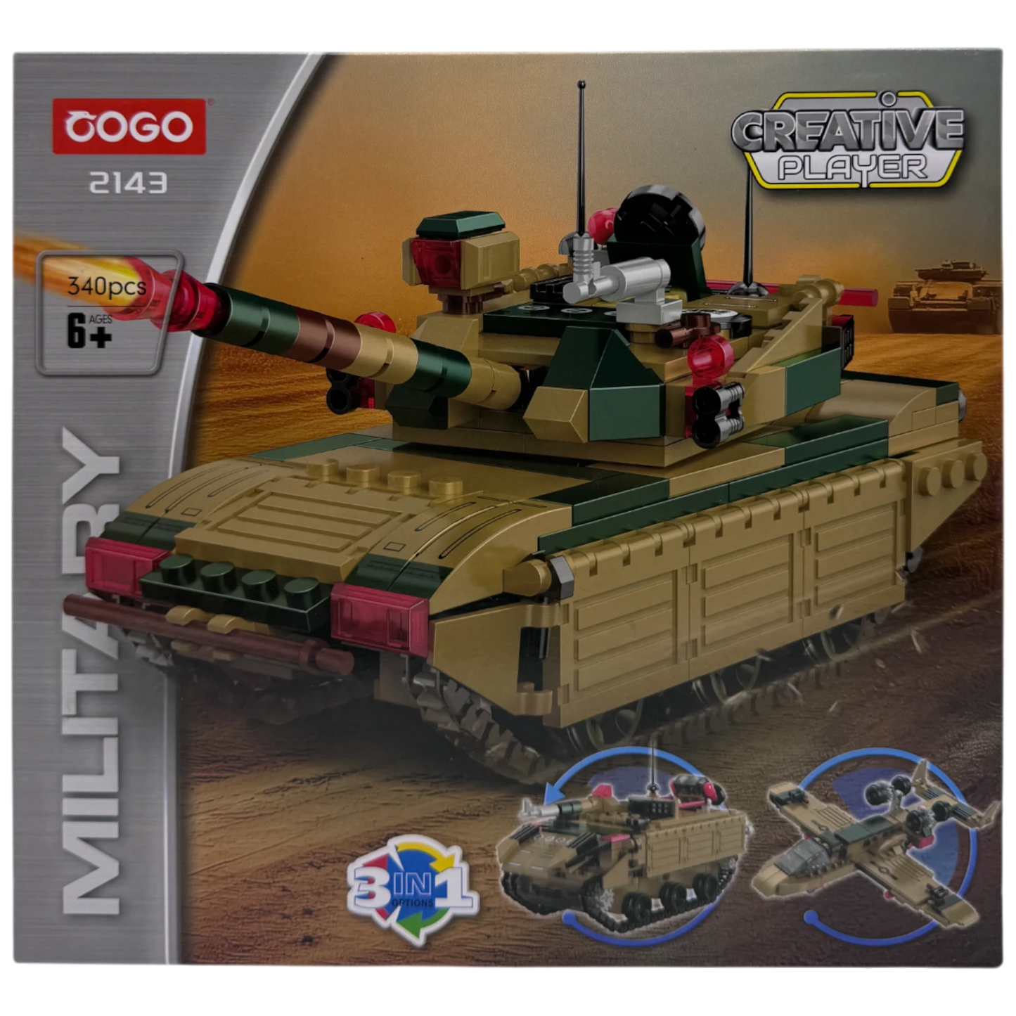 COGO Creative Player 3-in-1 Military Tank Building Blocks Set (340 Pieces)