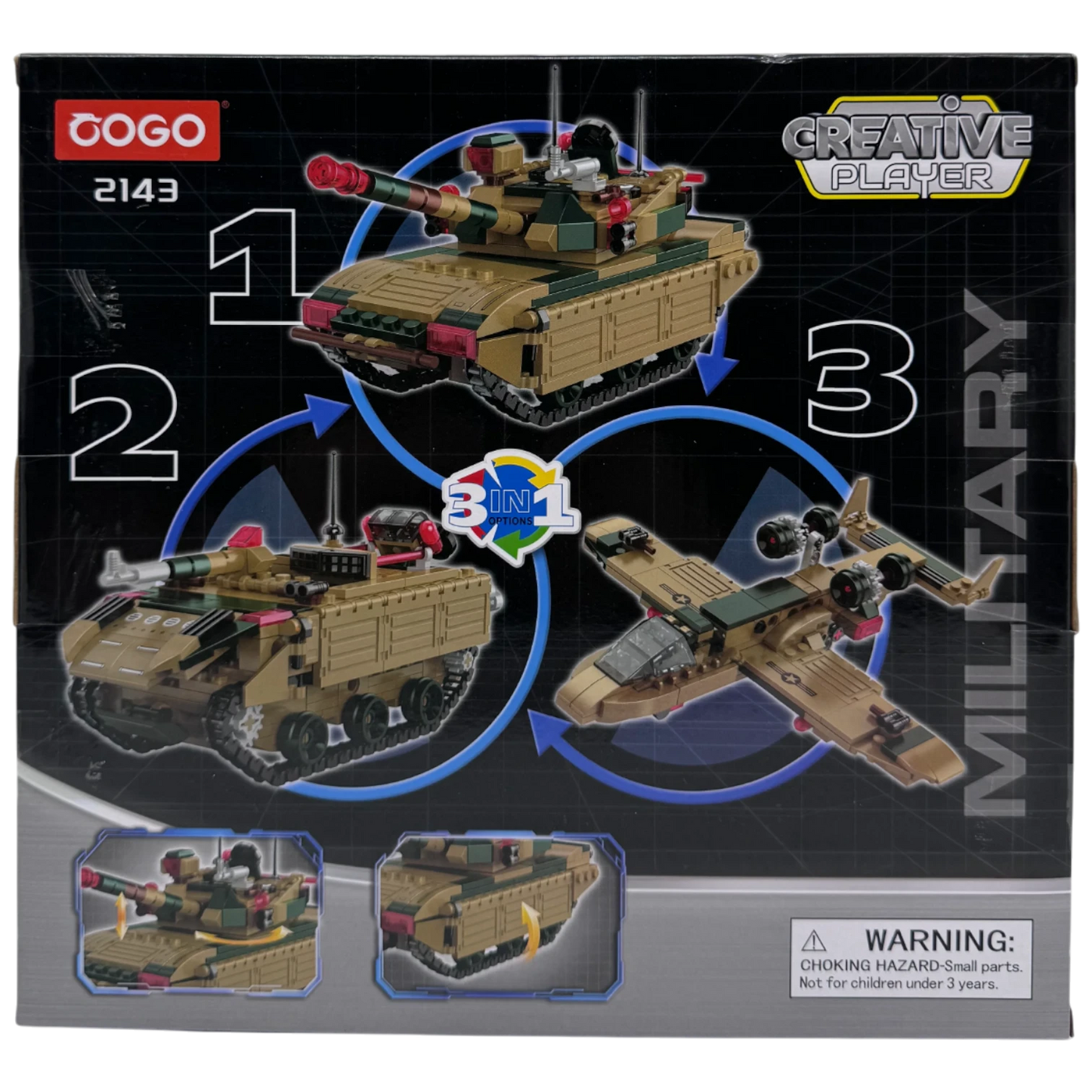 COGO Creative Player 3-in-1 Military Tank Building Blocks Set (340 Pieces)