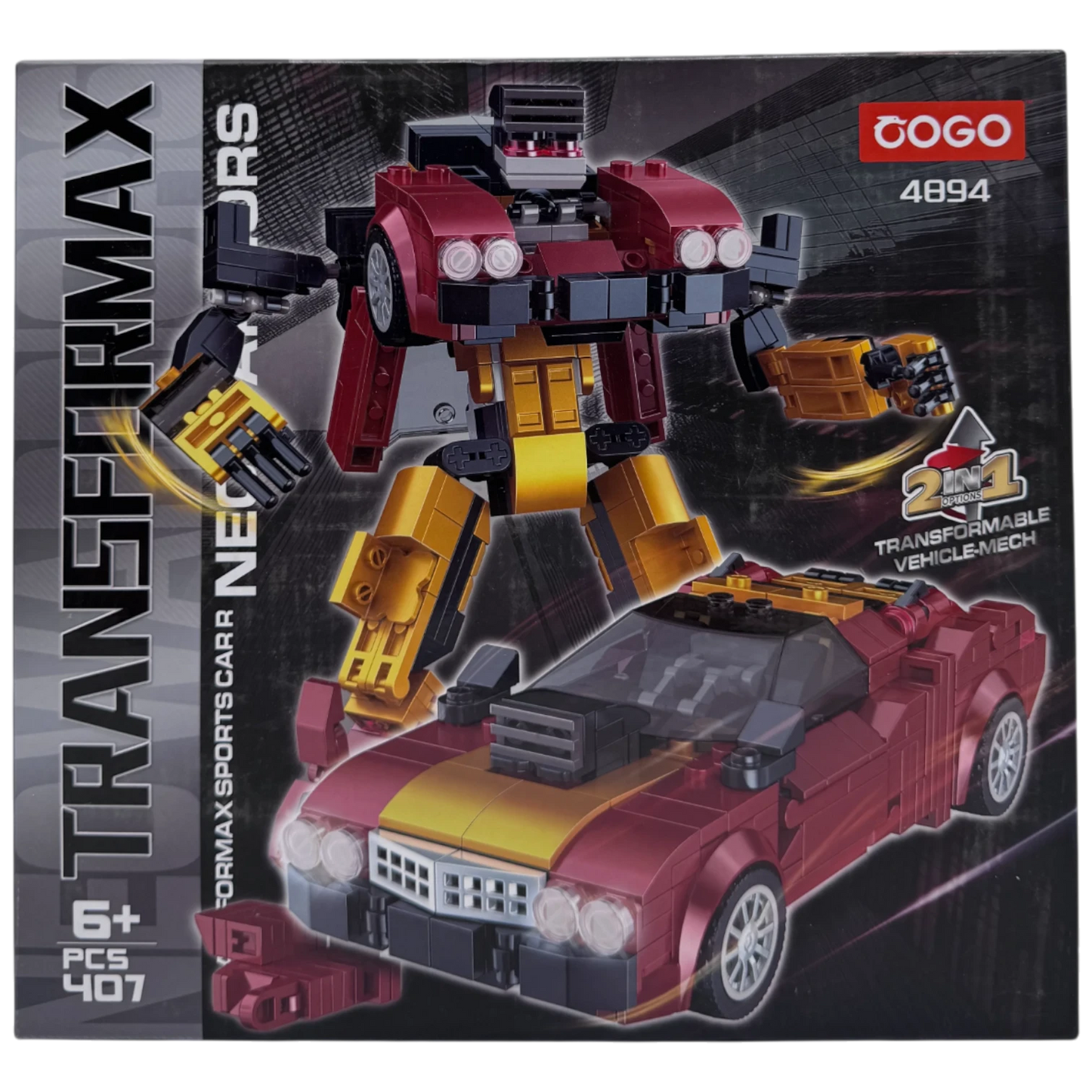 COGO Transformax 2-in-1 Formax Sports Car Mech Warriors Building Blocks Set (407 Pieces)