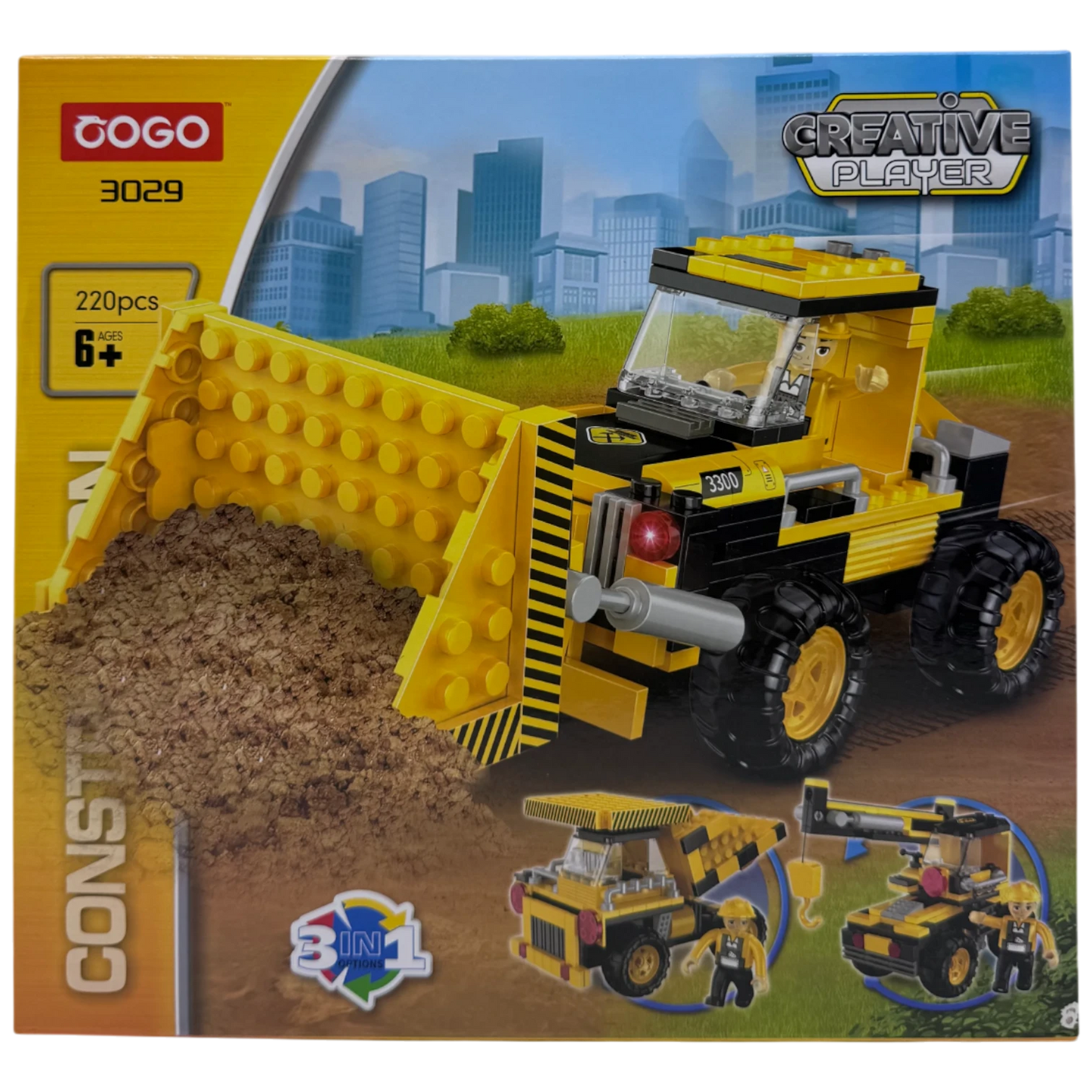 COGO Creative Player 3-in-1 Construction Bulldozer Building Blocks Set (220 Pieces)