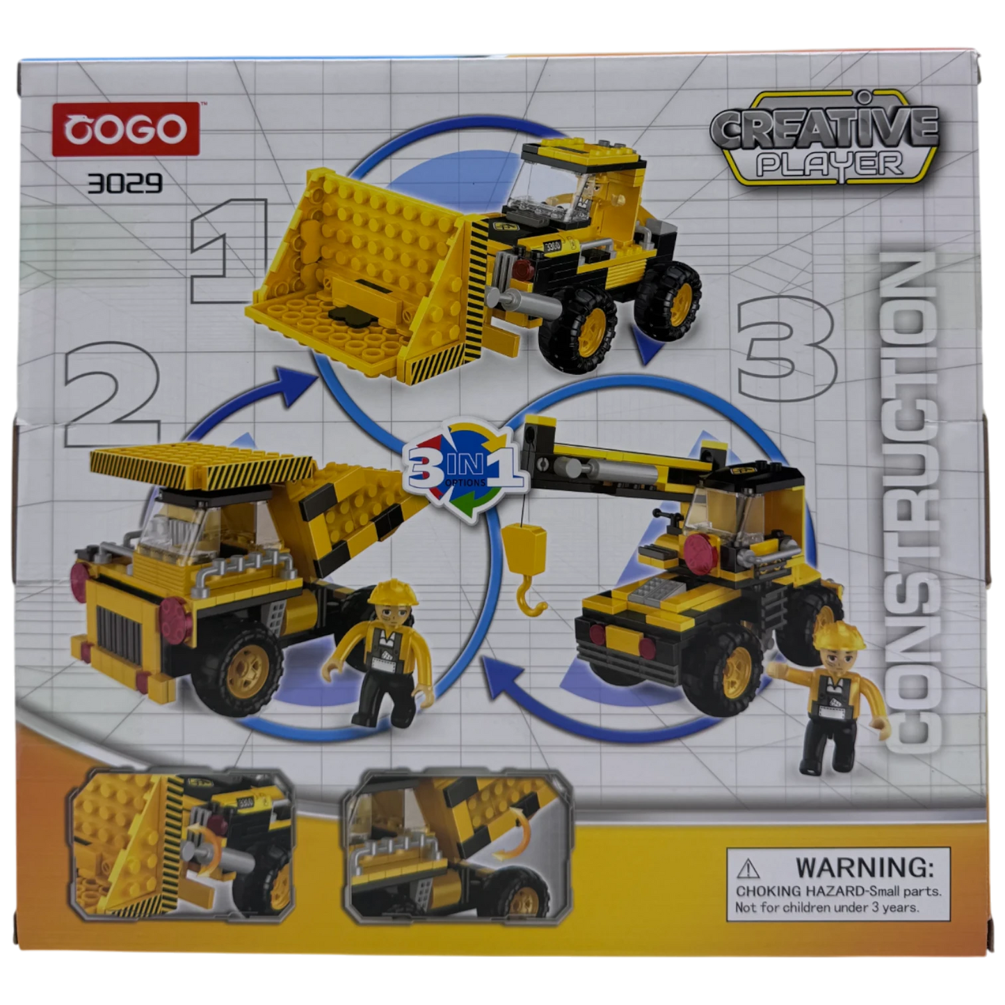 COGO Creative Player 3-in-1 Construction Bulldozer Building Blocks Set (220 Pieces)