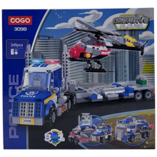 COGO Creative Player 3-in-1 Police Semi-Truck and Helicopter Building Blocks Set (249 Pieces)