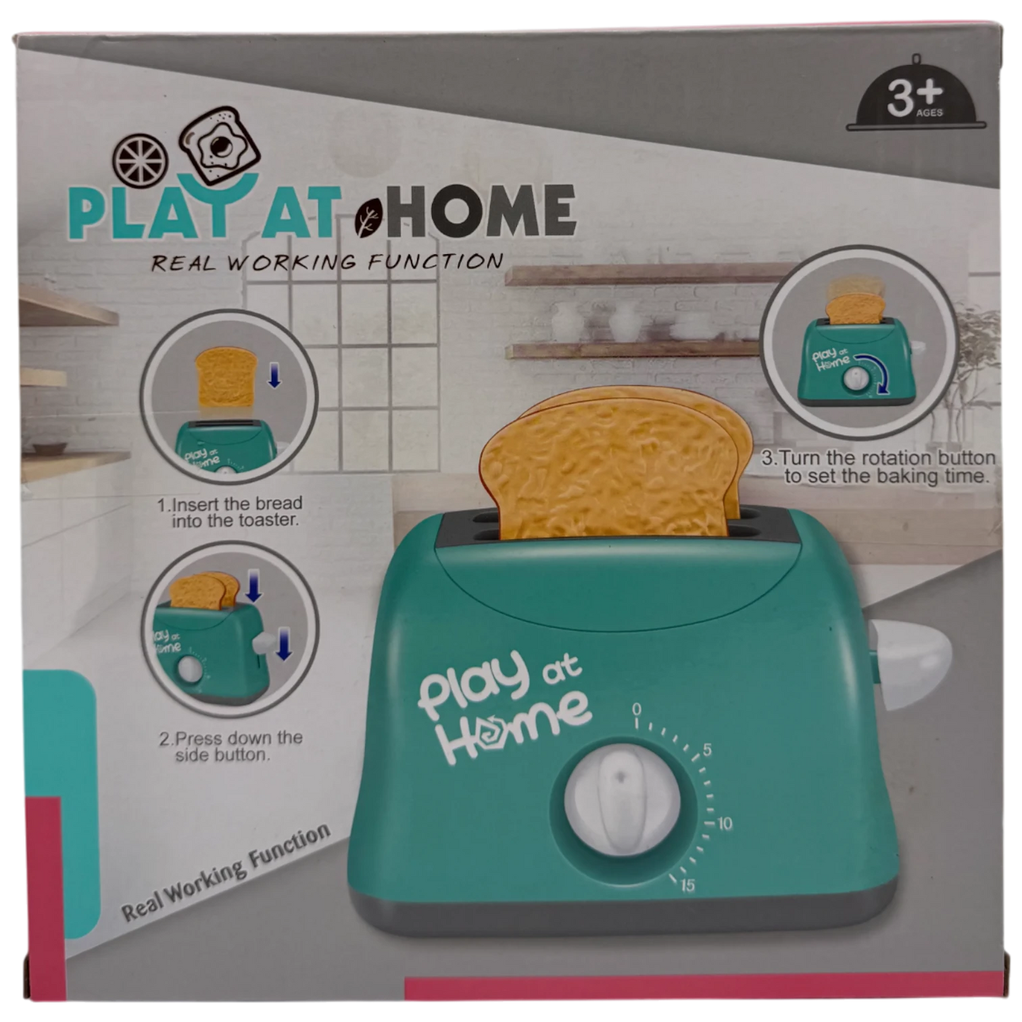 Play At Home Real Working Function Pop-Up Toaster Appliance Set