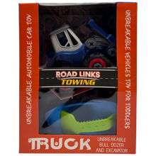 Road Links Towing Unbreakable Bulldozer & Excavator Truck Toy Set