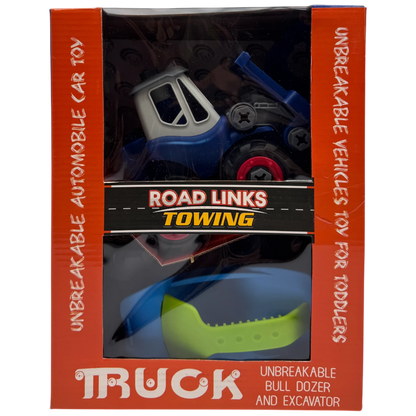 Road Links Towing Unbreakable Bulldozer & Excavator Truck Toy Set