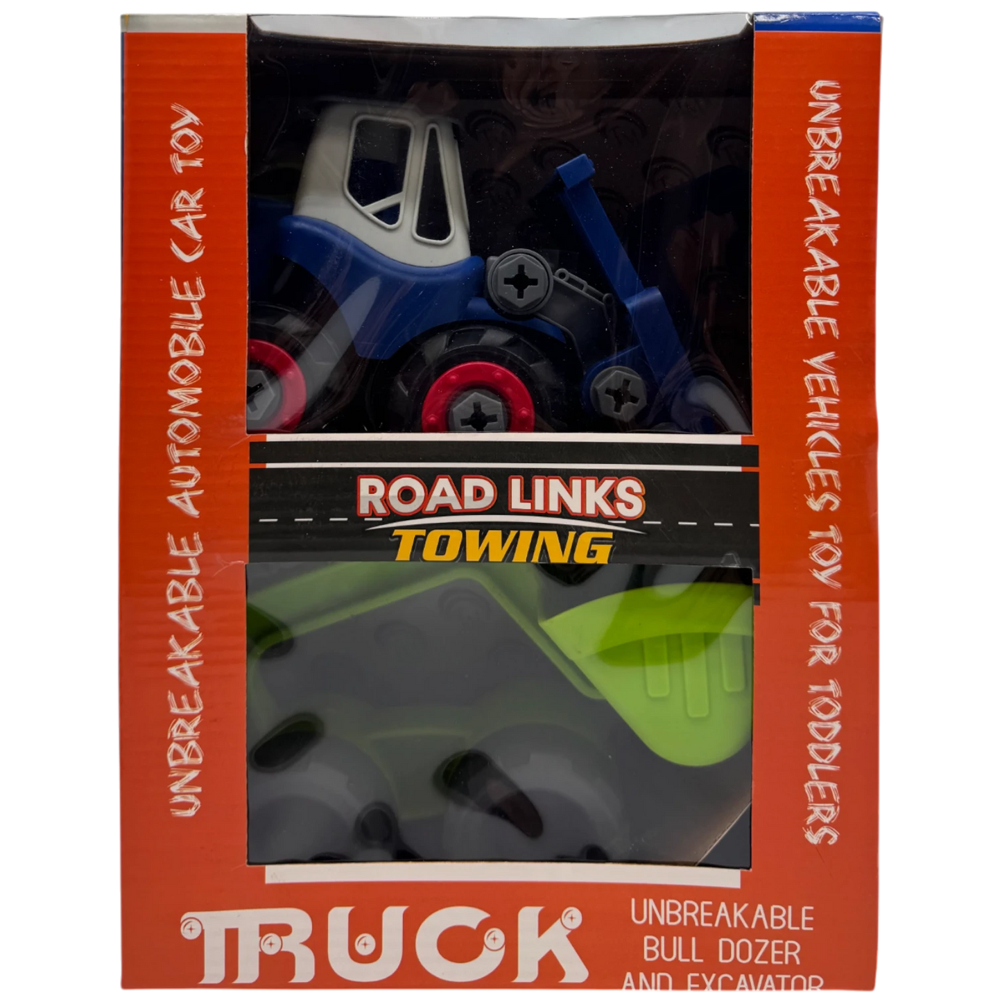 Road Links Towing Unbreakable Bulldozer & Excavator Truck Toy Set