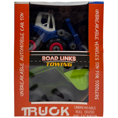 Road Links Towing Unbreakable Bulldozer & Excavator Truck Toy Set