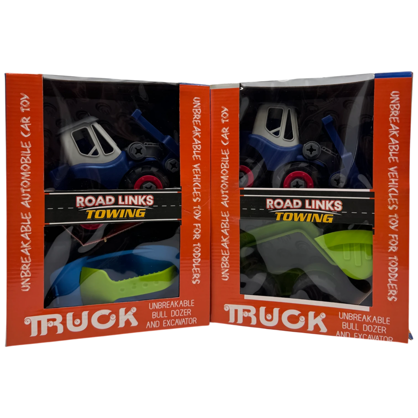 Road Links Towing Unbreakable Bulldozer & Excavator Truck Toy Set