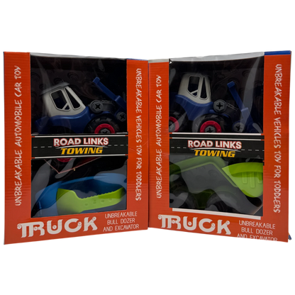 Road Links Towing Unbreakable Bulldozer & Excavator Truck Toy Set