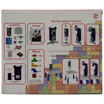 4-in-1 Tetris Projection Painting Table Set with 12 Watercolor Pens