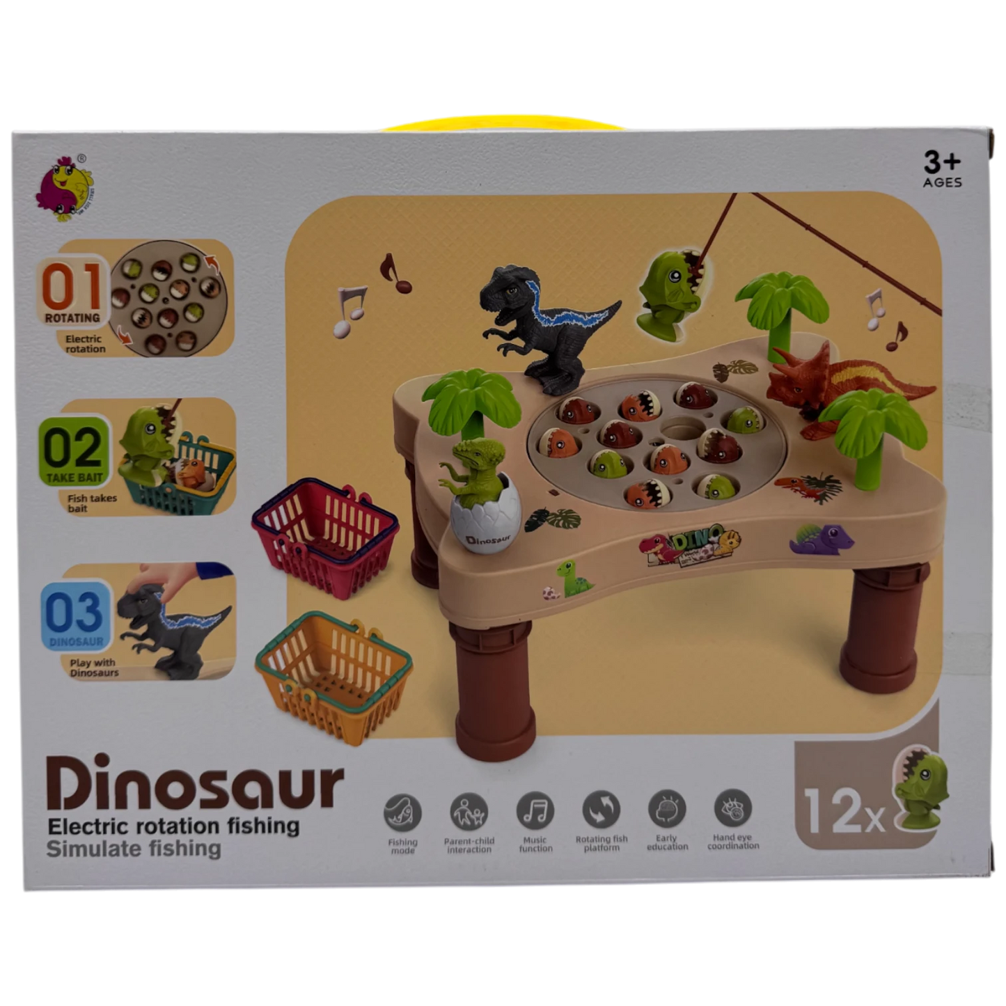 Dinosaur Electric Rotating Fishing Simulation Table Game Set