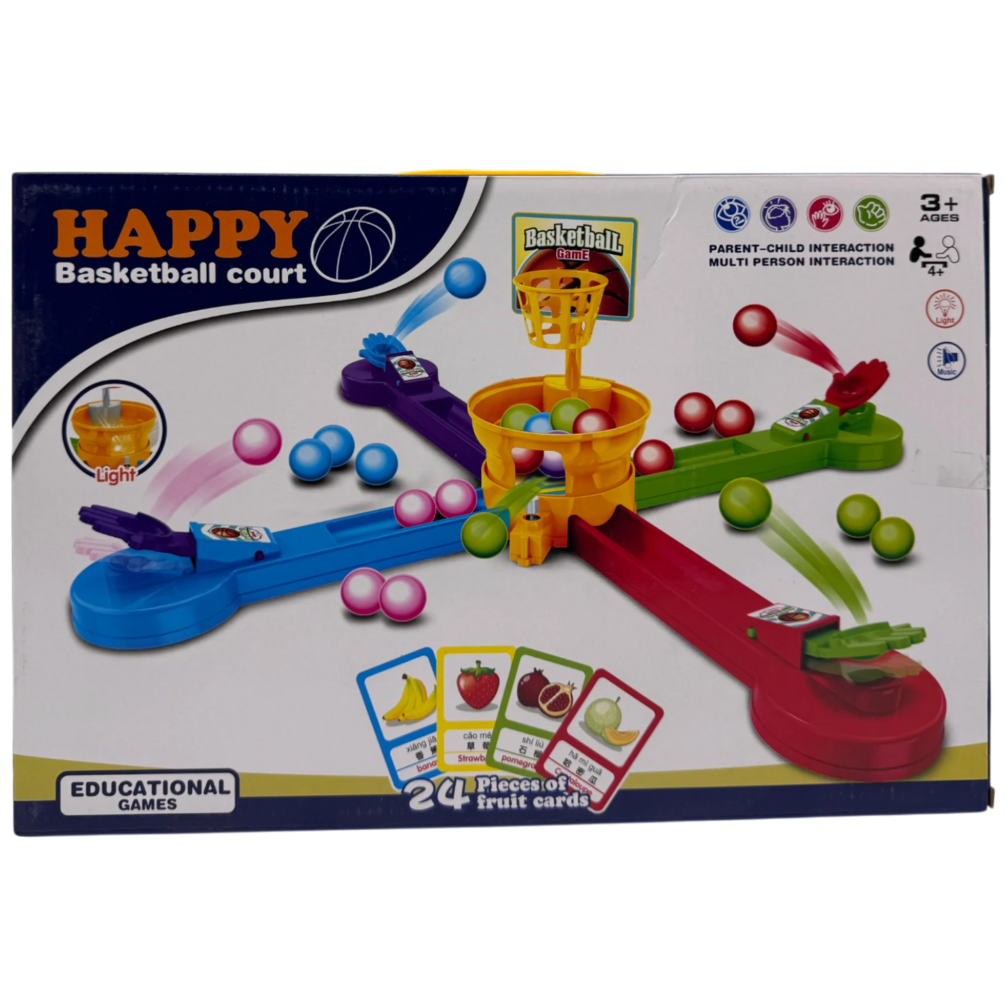 Happy Basketball Court 4-Player Desktop Board Game with Lights & Music