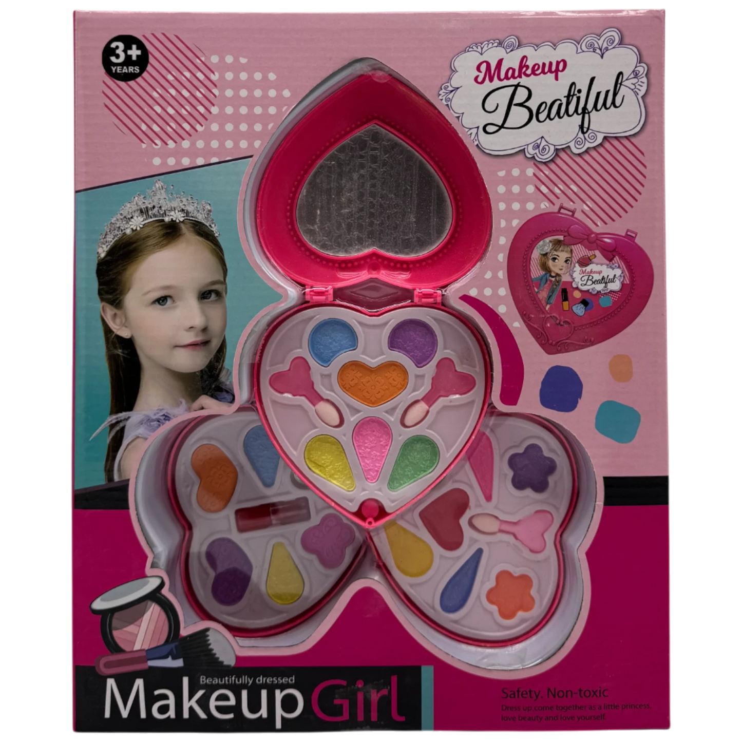 Makeup Beautiful Girl Heart-Shaped Folding Beauty Compact Kit